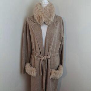 Sara Campbell Fox Fur Trim Women's Coat Size Small NWT